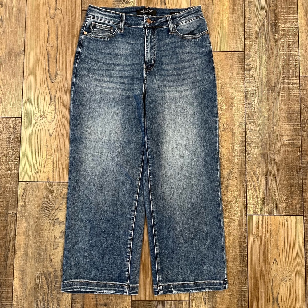 Judy Blue Wide-Leg Jeans, Cropped size 9/29